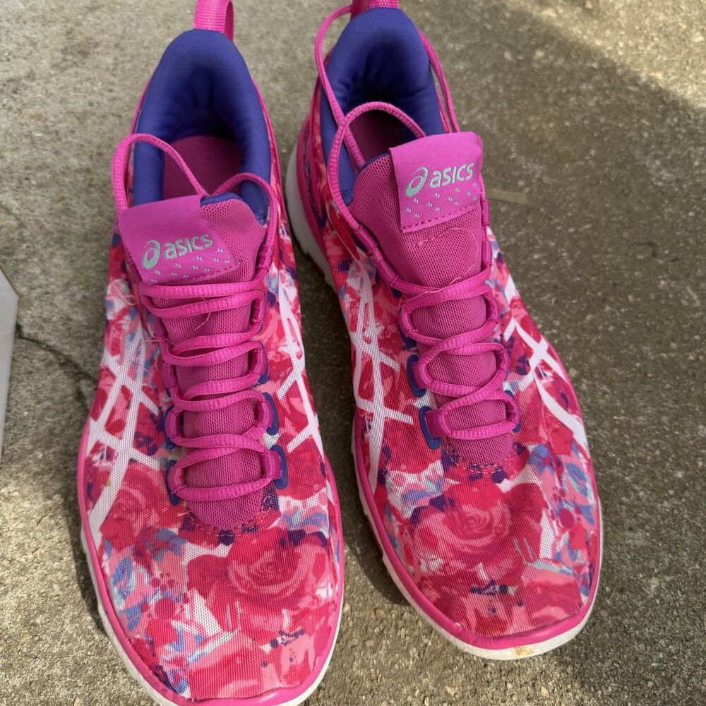 ASICS Gel-Fit Sana 2 PR Women’s 8 Pink Floral Breast Cancer Shoes S562N w/ Box